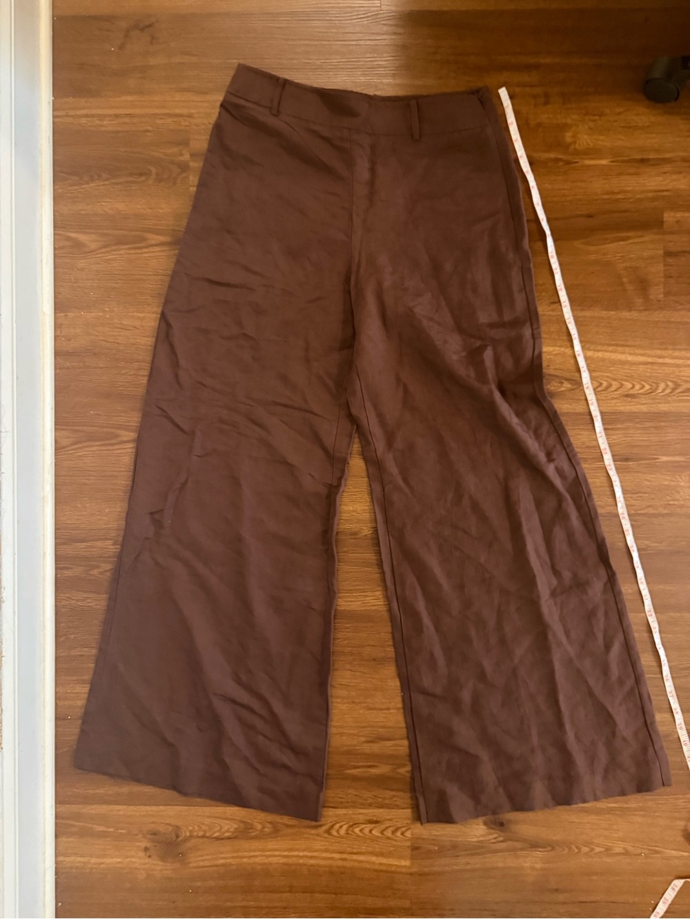 Ann Taylor Linen Wide-Leg Pants in Chocolate Brown
